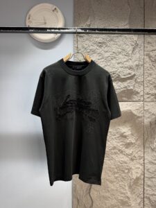 Louis Vuitton Unisex Embroidered Monogram Oversized T-Shirt, Black, Luxury Casual Short Sleeve Top