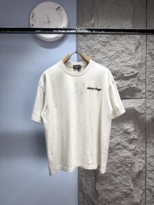 Balenciaga Unisex Embroidered Logo Oversized T-Shirt, Off-White, Luxury Casual Short Sleeve Top