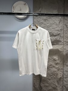 Fendi Unisex Drawstring Pocket Embroidered Oversized T-Shirt, White, Luxury Casual Short Sleeve Top