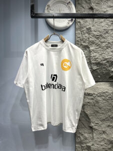 Balenciaga Unisex Multi-Logo Sport Graphic Oversized T-Shirt, White, High Street Luxury Casual Short Sleeve Top
