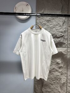 Dior Unisex Vintage Patch Logo Oversized T-Shirt, Off White, Retro French Luxury Casual Short Sleeve Top
