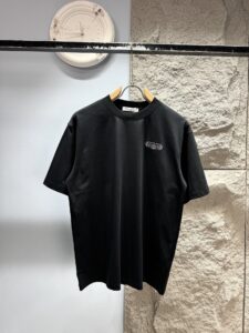 Dior Unisex Vintage Patch Logo Oversized T-Shirt, Black, Retro French Luxury Casual Short Sleeve Top