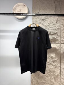 Celine Unisex Mini Triomphe Embroidery Logo Oversized T-Shirt, Black, French Minimalist Luxury Casual Short Sleeve Top